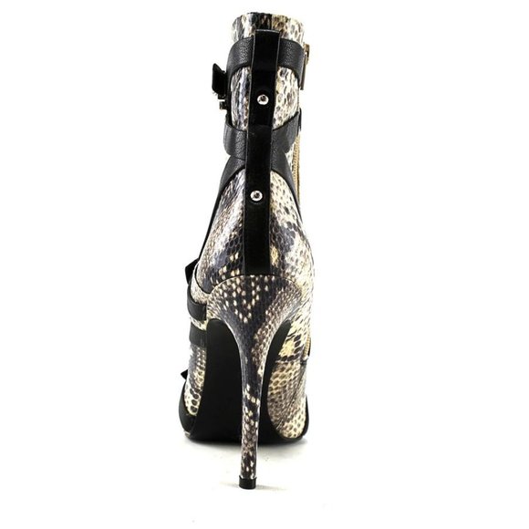 Guess Snake Printed Pointed Toe Stiletto Heel Multi Tone Ankle Boot, Sz 7.5 M - Picture 3 of 16